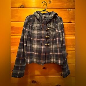 Abercrombie and fitch plaid jacket with hood size Medium.